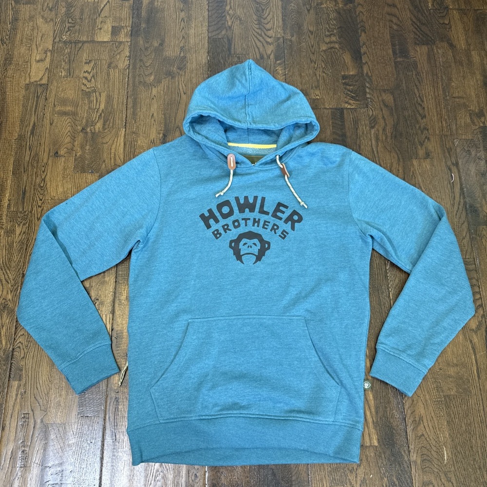 Howler Bros Hoodie Mens Medium Petrol Heather Camp Pullover Sweatshirt Graphic